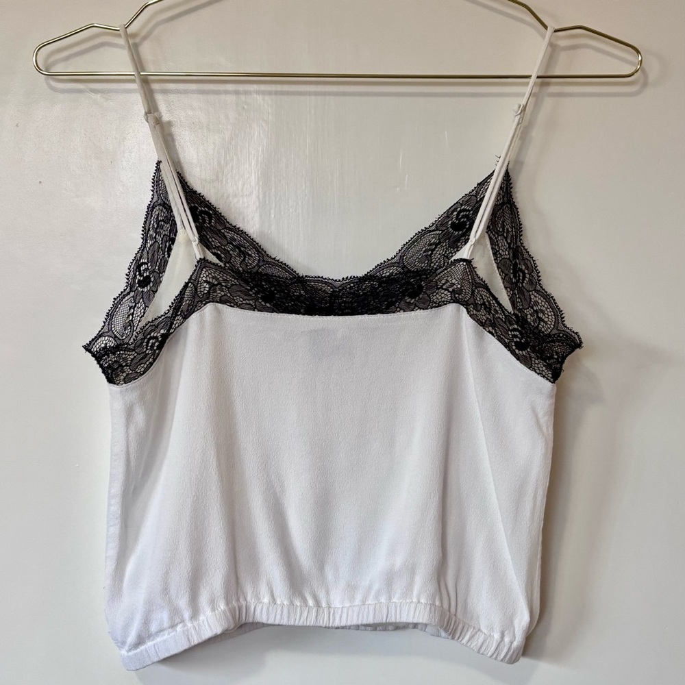 Wilfred| Aritzia| Ivory & Black Lace Cami Blouse w/Gathered Waist Sz XXS - Picture 3 of 6